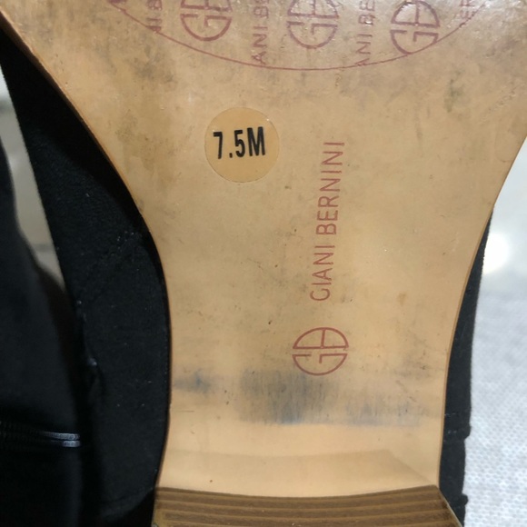 Giani Bernini ankle boots black suede look w accent wrap strap wood heel 7.5 - Picture 5 of 9